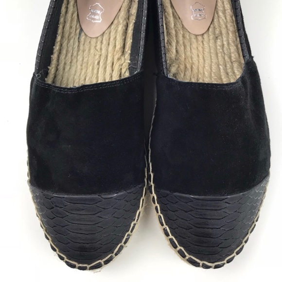 ALDO Black Snake Toe Cap Suede Espadrilles Flats - Picture 4 of 5